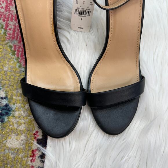 Express Neutral Black Minimalist Open Toe Adjustable Ankle Strap Heel 8 - Picture 5 of 8